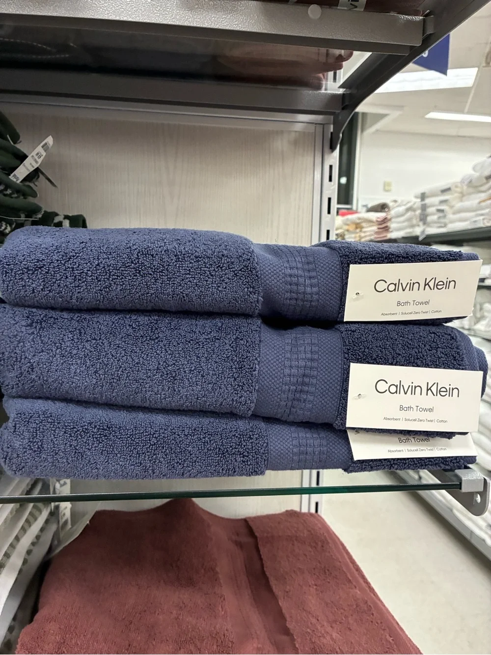 Calvin Klein Navy Blue Bath Towels - Stack of 3